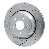 Dynamic Friction 2018-2023 Genesis G80 Rear Left Drilled & Slotted Silver Brake Rotor by Dynamic Friction Company 631-03056L