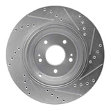 Dynamic Friction 2018-2023 Genesis G80 Rear Left Drilled & Slotted Silver Brake Rotor by Dynamic Friction Company 631-03056L