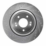 Dynamic Friction 2018-2023 Genesis G80 Rear Left Drilled & Slotted Silver Brake Rotor by Dynamic Friction Company 631-03056L