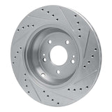 Dynamic Friction 2018-2023 Genesis G80 Rear Left Drilled & Slotted Silver Brake Rotor by Dynamic Friction Company 631-03056L