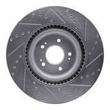 Dynamic Friction 2018-2020 Genesis G80 Front Left Drilled & Slotted Silver Brake Rotor by Dynamic Friction Company 631-03057L