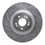 Dynamic Friction 2018-2020 Genesis G80 Front Left Drilled & Slotted Silver Brake Rotor by Dynamic Friction Company 631-03057L
