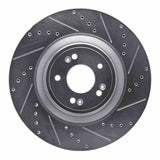 Dynamic Friction 2018-2020 Genesis G80 Front Right Drilled & Slotted Silver Brake Rotor by Dynamic Friction Company 631-03057R