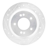 Dynamic Friction 2014-2023 Hyundai Kona Rear Left Drilled & Slotted Silver Brake Rotor by Dynamic Friction Company 631-03059L
