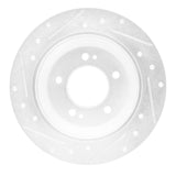 Dynamic Friction 2014-2023 Hyundai Kona Rear Right Drilled & Slotted Silver Brake Rotor by Dynamic Friction Company 631-03059R