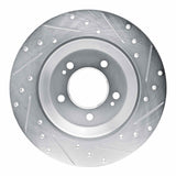 Dynamic Friction 2019-2022 Hyundai Veloster N Rear Left Drilled & Slotted Silver Brake Rotor by Dynamic Friction Company 631-03065L