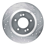 Dynamic Friction 2019-2022 Hyundai Veloster N Rear Right Drilled & Slotted Silver Brake Rotor by Dynamic Friction Company 631-03065R