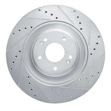 Dynamic Friction 2022-2025 Hyundai Kona N Front Right Drilled & Slotted Silver Brake Rotor by Dynamic Friction Company 631-03070R
