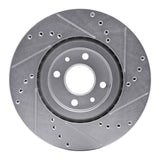 Dynamic Friction 2012-2019 Fiat 500E Front Left Drilled & Slotted Silver Brake Rotor by Dynamic Friction Company 631-07004L