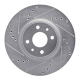 Dynamic Friction 2012-2019 Fiat 500E Front Left Drilled & Slotted Silver Brake Rotor by Dynamic Friction Company 631-07004L