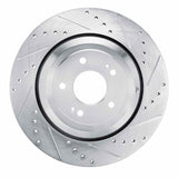Dynamic Friction 2017-2019 Genesis G90 Rear Right Drilled & Slotted Silver Brake Rotor by Dynamic Friction Company 631-10002R