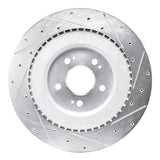 Dynamic Friction 2021-2026 Genesis G90 Rear Left Drilled & Slotted Silver Brake Rotor by Dynamic Friction Company 631-10007L