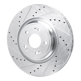 Dynamic Friction 2021-2025 Genesis G80 Front Left Drilled & Slotted Silver Brake Rotor by Dynamic Friction Company 631-10008L