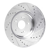Dynamic Friction 2021-2025 Genesis GV60 Front Right Drilled & Slotted Silver Brake Rotor by Dynamic Friction Company 631-10008R