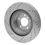 Dynamic Friction 2006-2009 Land Rover Range Rover Front Right Drilled & Slotted Silver Brake Rotor by Dynamic Friction Company 631-11015R