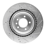 Dynamic Friction 2014-2024 Land Rover Range Rover Sport Rear Left Drilled & Slotted Silver Brake Rotor by Dynamic Friction Company 631-11026L