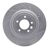 Dynamic Friction 2014-2024 Land Rover Discovery Rear Right Drilled & Slotted Silver Brake Rotor by Dynamic Friction Company 631-11026R