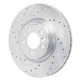 Dynamic Friction 2018-2024 Land Rover Discovery Front Left Drilled & Slotted Silver Brake Rotor by Dynamic Friction Company 631-11032L