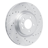 Dynamic Friction 2018-2024 Land Rover Discovery Front Right Drilled & Slotted Silver Brake Rotor by Dynamic Friction Company 631-11032R