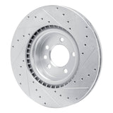 Dynamic Friction 2018-2024 Land Rover Discovery Front Right Drilled & Slotted Silver Brake Rotor by Dynamic Friction Company 631-11032R