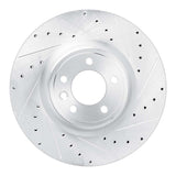 Dynamic Friction 2018-2024 Land Rover Discovery Front Right Drilled & Slotted Silver Brake Rotor by Dynamic Friction Company 631-11032R