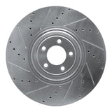 Dynamic Friction 2010-2024 Jaguar XKR-S Front Left Drilled & Slotted Silver Brake Rotor by Dynamic Friction Company 631-20026L