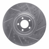 Dynamic Friction 2010-2024 Jaguar XJ Front Right Drilled & Slotted Silver Brake Rotor by Dynamic Friction Company 631-20026R