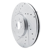 Dynamic Friction 2016-2024 Jaguar XF Front Left Drilled & Slotted Silver Brake Rotor by Dynamic Friction Company 631-20032L