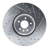 Dynamic Friction 2016-2024 Jaguar XF Front Left Drilled & Slotted Silver Brake Rotor by Dynamic Friction Company 631-20032L