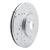 Dynamic Friction 2016-2024 Jaguar XF Front Right Drilled & Slotted Silver Brake Rotor by Dynamic Friction Company 631-20032R