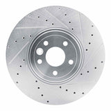 Dynamic Friction 2016-2024 Jaguar XF Front Right Drilled & Slotted Silver Brake Rotor by Dynamic Friction Company 631-20032R