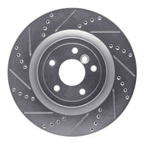 Dynamic Friction 2016-2024 Jaguar XF Rear Left Drilled & Slotted Silver Brake Rotor by Dynamic Friction Company 631-20035L