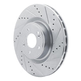 Dynamic Friction 2018-2022 Genesis G70 Front Right Drilled & Slotted Silver Brake Rotor by Dynamic Friction Company 631-21038R