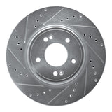 Dynamic Friction 2018-2023 Genesis G70 Front Left Drilled & Slotted Silver Brake Rotor by Dynamic Friction Company 631-21040L