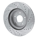 Dynamic Friction 2018-2023 Genesis G70 Front Left Drilled & Slotted Silver Brake Rotor by Dynamic Friction Company 631-21040L