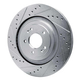 Dynamic Friction 2019-2022 Genesis G90 Rear Left Drilled & Slotted Silver Brake Rotor by Dynamic Friction Company 631-21043L