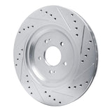 Dynamic Friction 2019-2022 Genesis G90 Rear Left Drilled & Slotted Silver Brake Rotor by Dynamic Friction Company 631-21043L