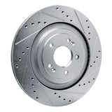 Dynamic Friction 2019-2022 Genesis G90 Rear Right Drilled & Slotted Silver Brake Rotor by Dynamic Friction Company 631-21043R