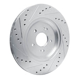 Dynamic Friction 2019-2022 Genesis G90 Rear Right Drilled & Slotted Silver Brake Rotor by Dynamic Friction Company 631-21043R