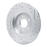 Dynamic Friction 2022-2025 Hyundai Ioniq 6 Rear Left Drilled & Slotted Silver Brake Rotor by Dynamic Friction Company 631-21054L