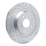 Dynamic Friction 2022-2025 Hyundai Ioniq 6 Rear Right Drilled & Slotted Silver Brake Rotor by Dynamic Friction Company 631-21054R