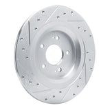 Dynamic Friction 2022-2025 Hyundai Ioniq 6 Rear Right Drilled & Slotted Silver Brake Rotor by Dynamic Friction Company 631-21054R