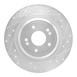 Dynamic Friction 2022-2025 Hyundai Ioniq 6 Rear Right Drilled & Slotted Silver Brake Rotor by Dynamic Friction Company 631-21054R