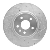 Dynamic Friction 2012-2021 Tesla Model S Front Right Drilled & Slotted Silver Brake Rotor by Dynamic Friction Company 631-26001R
