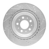 Dynamic Friction 2017-2025 Tesla Model Y Rear Left Drilled & Slotted Silver Brake Rotor by Dynamic Friction Company 631-26003L