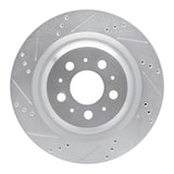 Dynamic Friction 2017-2025 Tesla Model Y Rear Left Drilled & Slotted Silver Brake Rotor by Dynamic Friction Company 631-26003L