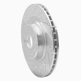 Dynamic Friction 2012-2021 Tesla Model S Rear Left Drilled & Slotted Silver Brake Rotor by Dynamic Friction Company 631-26006L