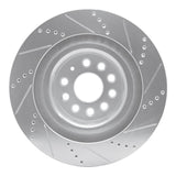 Dynamic Friction 2012-2021 Tesla Model S Rear Left Drilled & Slotted Silver Brake Rotor by Dynamic Friction Company 631-26006L