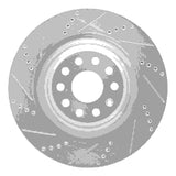 Dynamic Friction 2012-2021 Tesla Model S Rear Left Drilled & Slotted Silver Brake Rotor by Dynamic Friction Company 631-26006L