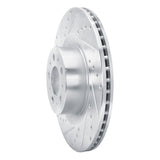 Dynamic Friction 2020-2025 Tesla Model Y Front Left Drilled & Slotted Silver Brake Rotor by Dynamic Friction Company 631-26007L